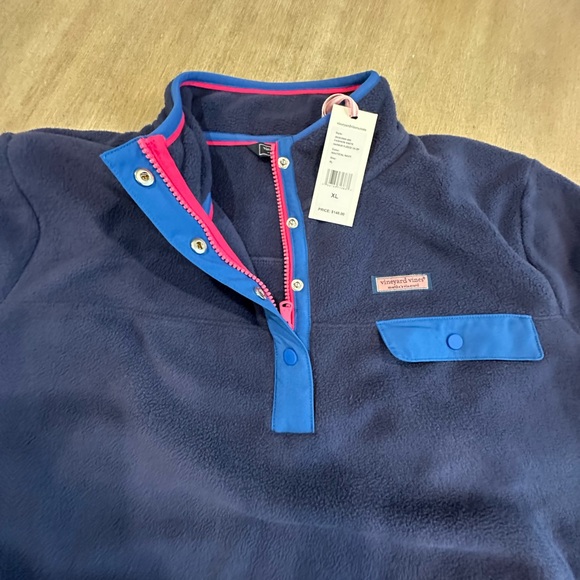 Vineyard Vines nautical Navy women’s Fleece with Pink Accents xl nwt - Picture 4 of 8